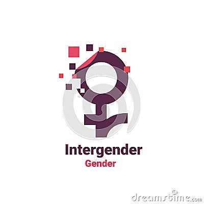 sign for intergender, pixel gender image logo icon Vector Illustration