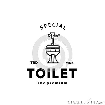 Toilet line hipster logo bowl sanitaryware vector bathroom Vector Illustration