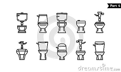 Toilet icon line bowl sanitaryware vector Vector Illustration