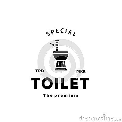 Toilet hipster silhouette logo bowl sanitaryware vector bathroom Vector Illustration