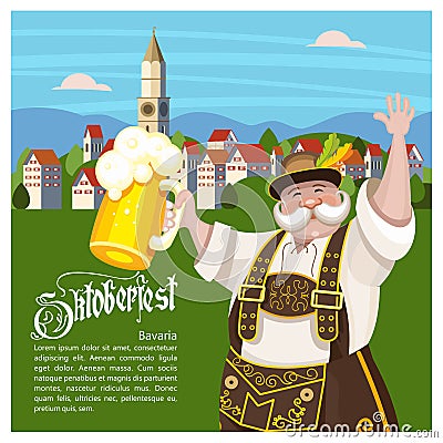 Oktoberfest. Annual traditional beer festival in Germany. Vector illustration Vector Illustration