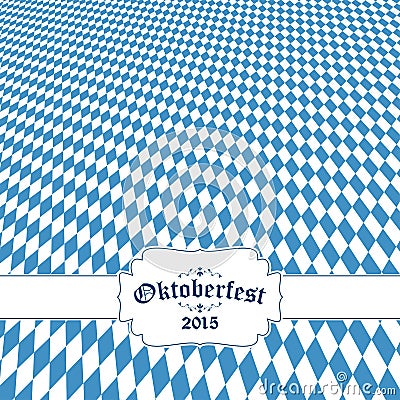 Oktoberfest background with blue-white checkered pattern Vector Illustration
