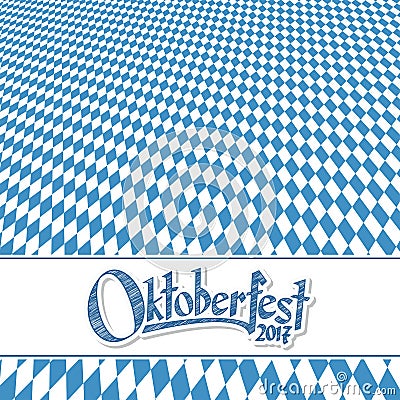 Oktoberfest background with blue-white checkered pattern Vector Illustration