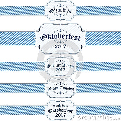 Oktoberfest 2017 banners with text Vector Illustration