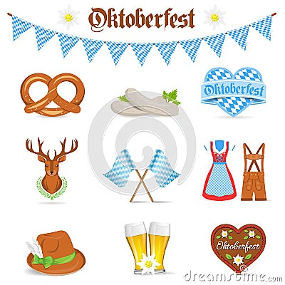 Oktoberfest bavaria isolated vector icons set Vector Illustration