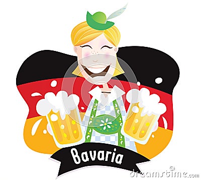 Oktoberfest (Bavarian male with beer) Vector Illustration