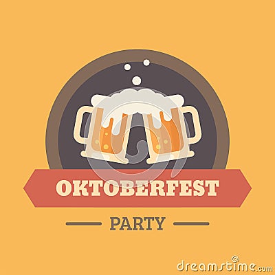 Oktoberfest beer festival flat illustration badge Vector Illustration