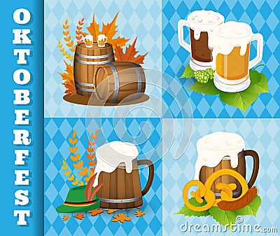 Oktoberfest Beer Festival Icons and Symbol Objects Vector Illustration