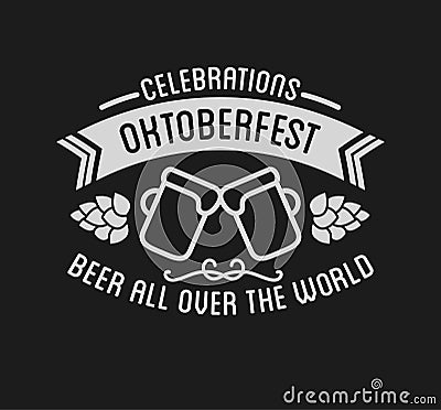 Oktoberfest beer festival lettering typography celebration retro typographic design Vector Illustration