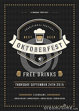 Oktoberfest beer festival poster or flyer template Vector Illustration