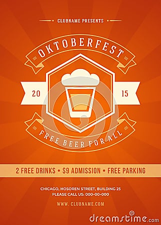 Oktoberfest beer festival poster or flyer template Vector Illustration