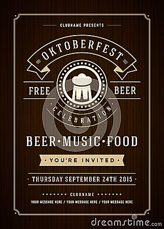 Oktoberfest beer festival poster or flyer template Vector Illustration