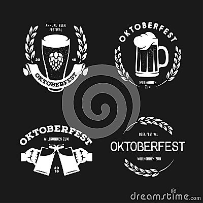 Oktoberfest beer festival retro style labels badges logos and design elements. Vector vintage illustration. Vector Illustration