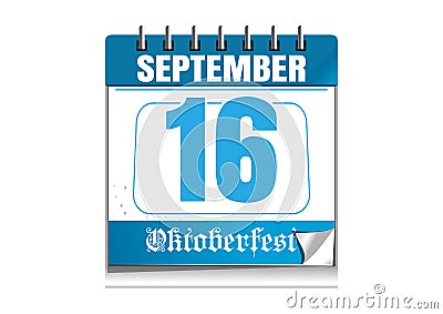 Oktoberfest 2017 calendar with a festive date Vector Illustration
