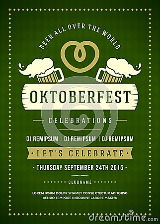 Oktoberfest beer festival typographic poster Vector Illustration