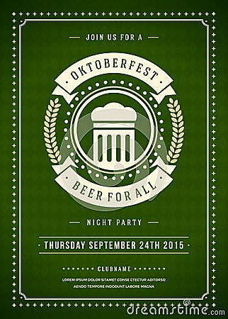 Oktoberfest beer festival typographic poster Vector Illustration