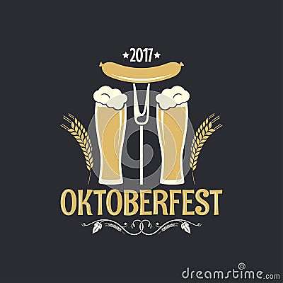 Oktoberfest beer glass logo background Vector Illustration