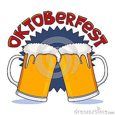 Oktoberfest beer mugs illustration on white background Cartoon Illustration