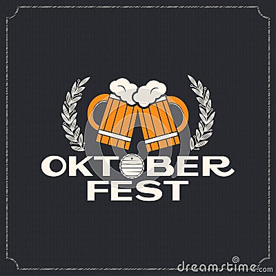 Oktoberfest beer mugs logo design background Vector Illustration