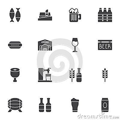 Oktoberfest beer vector icons set Vector Illustration