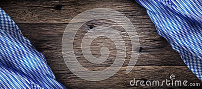 Oktoberfest. The blue checkered tablecloth or napkin typical of the Munich Beer Festival in the German Oktoberfest. Stock Photo