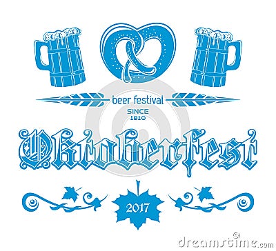 Oktoberfest 2017 blue logo concept design Vector Illustration