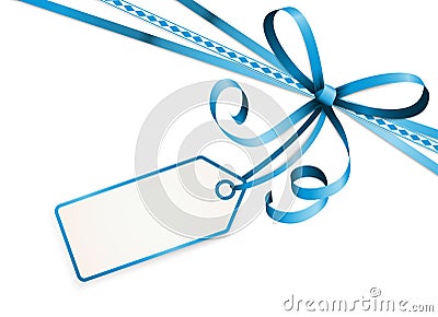 Oktoberfest blue ribbon bow with hang tag Vector Illustration