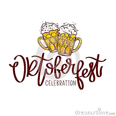 Oktoberfest Celebration. The trend calligraphy. Vector Illustration