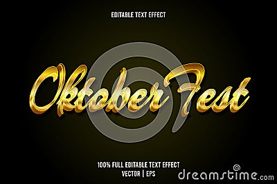 Oktoberfest editable text effect 3 dimension emboss luxury style Vector Illustration