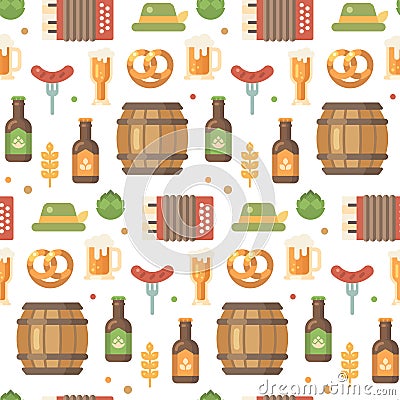 Oktoberfest flat icons pattern Vector Illustration