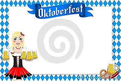 Oktoberfest frame - waitress holding beers Stock Photo