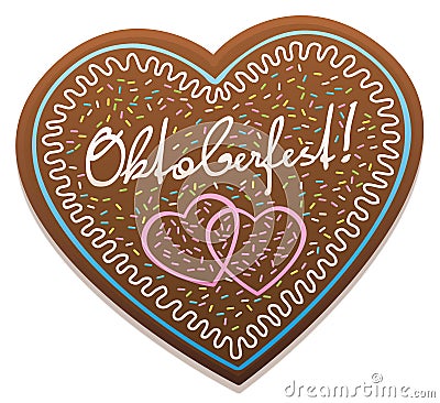 Oktoberfest Gingerbread Heart Vector Illustration