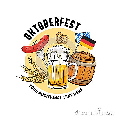 Oktoberfest hand drawn vector illustration. Munich beer festival concept with vintage old style design. Vector Illustration