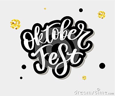 Oktoberfest handwritten lettering. Oktoberfest typography vector design for greeting cards and poster. Beer Festival vector banner Cartoon Illustration