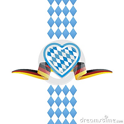 Oktoberfest heart Bavaria Germany flag ribbon background Stock Photo