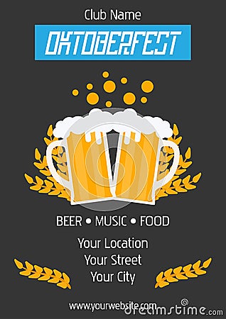 Oktoberfest holiday beer illustration background. Bavarian munich decoration event festive German isolated white. Glass carnival i Vector Illustration