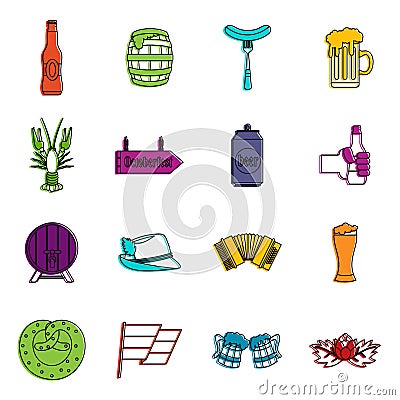 Oktoberfest icons doodle set Vector Illustration