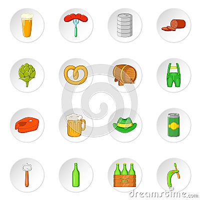 Oktoberfest icons set, cartoon style Vector Illustration