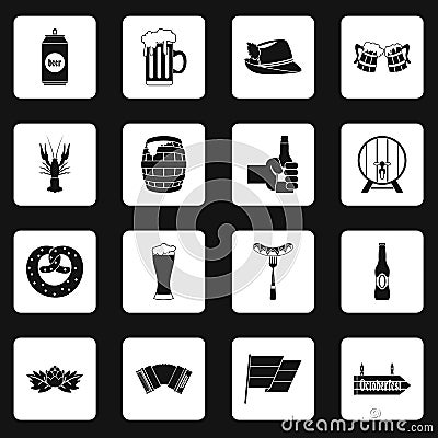 Oktoberfest icons set squares vector Vector Illustration