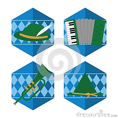 Oktoberfest icons. Vector illustration decorative background design Cartoon Illustration