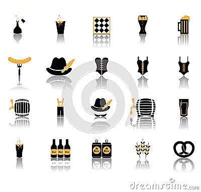 Oktoberfest icons. Vector illustration decorative background design Cartoon Illustration