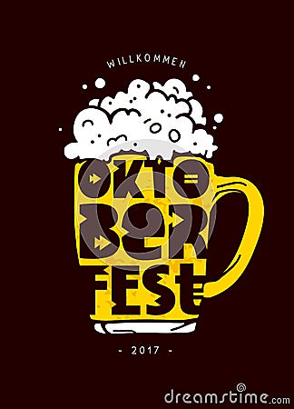 Oktoberfest. Lettering. Mug of beer. Vector Illustration