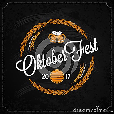 Oktoberfest logo on chalk design background Vector Illustration