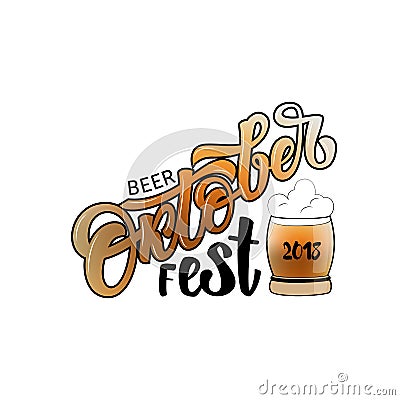 Oktoberfest logotype. Beer Festival vector banner. Illustration of Bavarian festival design on white background with Vector Illustration