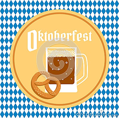 Oktoberfest poster with beer Vector Illustration