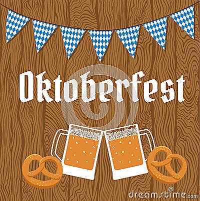 Oktoberfest poster with bunting Vector Illustration