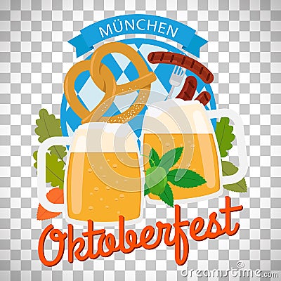 Oktoberfest poster on transparent background Vector Illustration