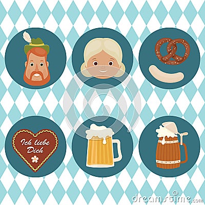 Oktoberfest related icons Vector Illustration