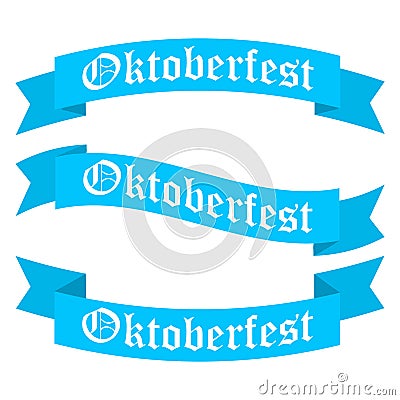 Oktoberfest ribbon banners in bavarian colors vector. Stock Photo