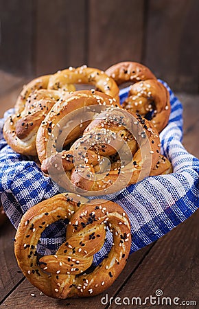 Oktoberfest salted soft pretzels Stock Photo